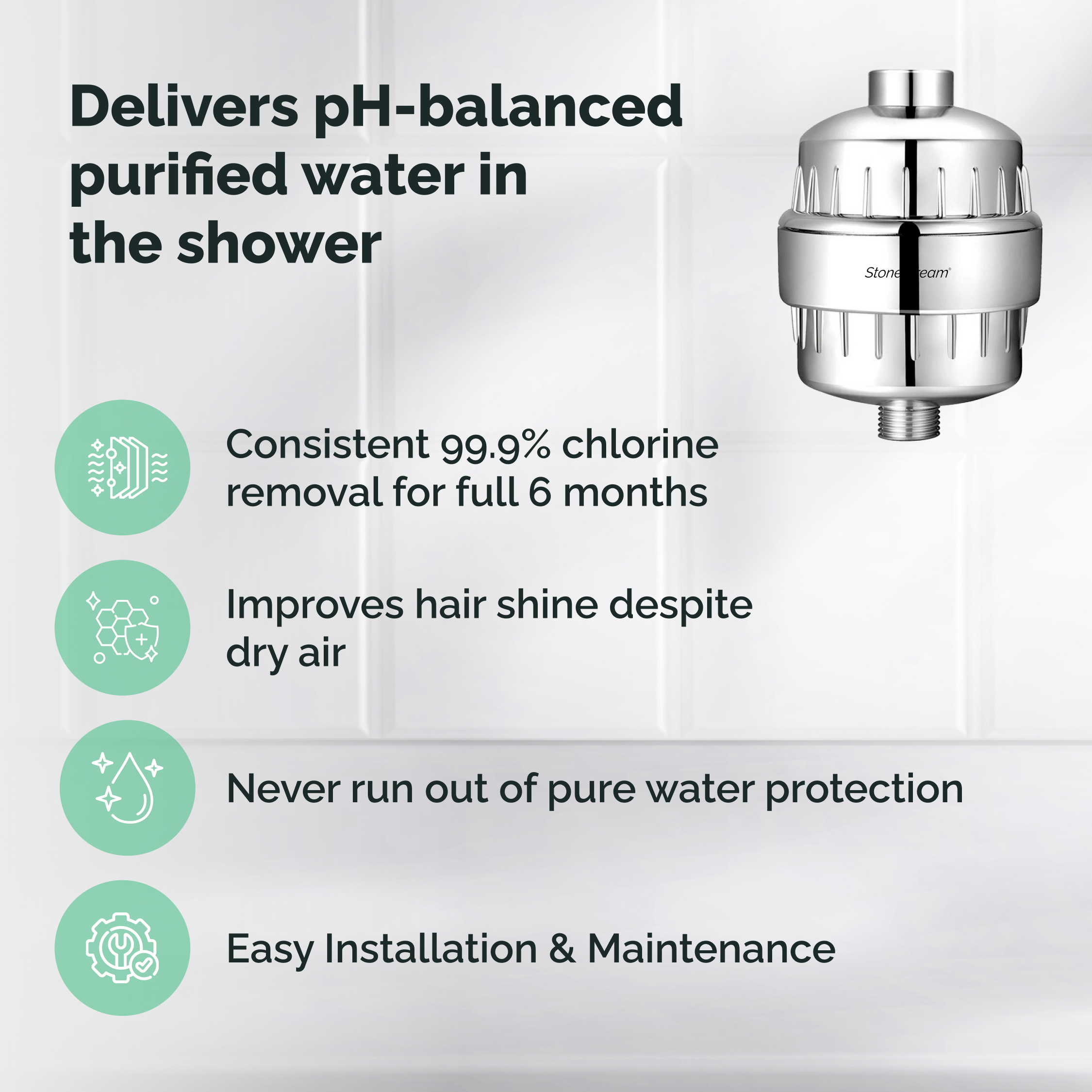 Filtro de chuveiro para água dura