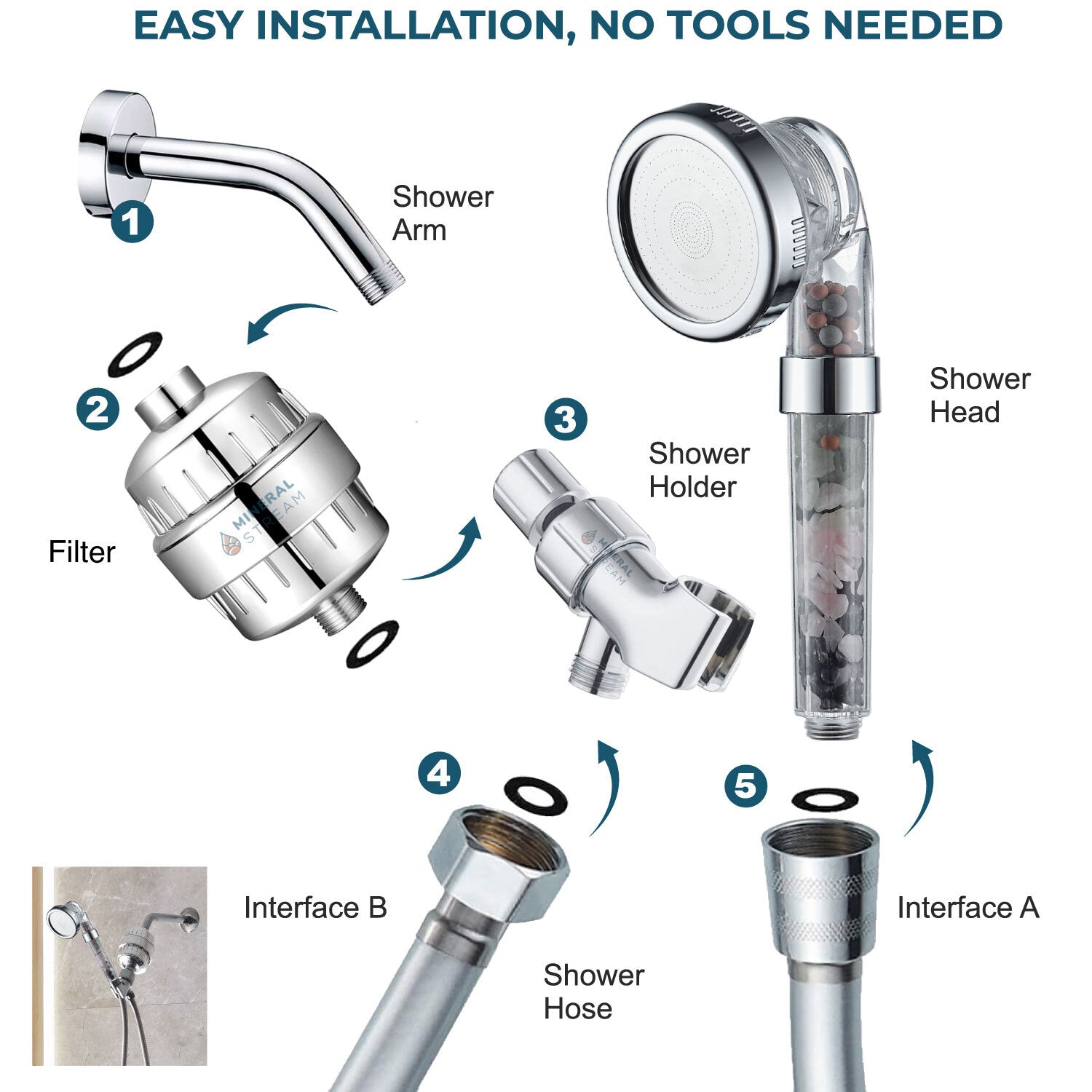 Kit de chuveiro completo do chuveiro de chakra