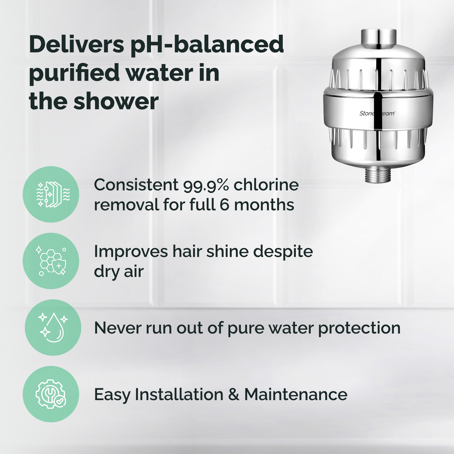Filtro de chuveiro para água dura