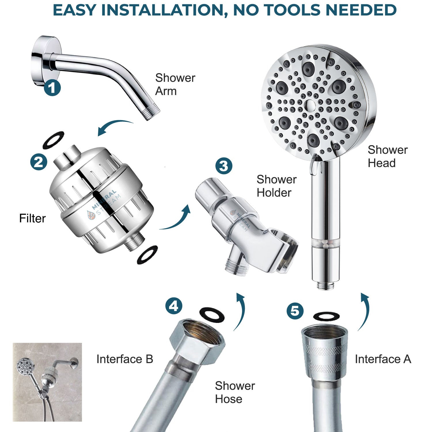 Luxe 9 Modo chuveiro Kit de chuveiro completo