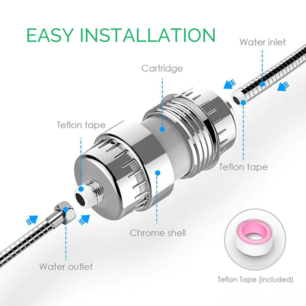 Filtro de chuveiro para água dura