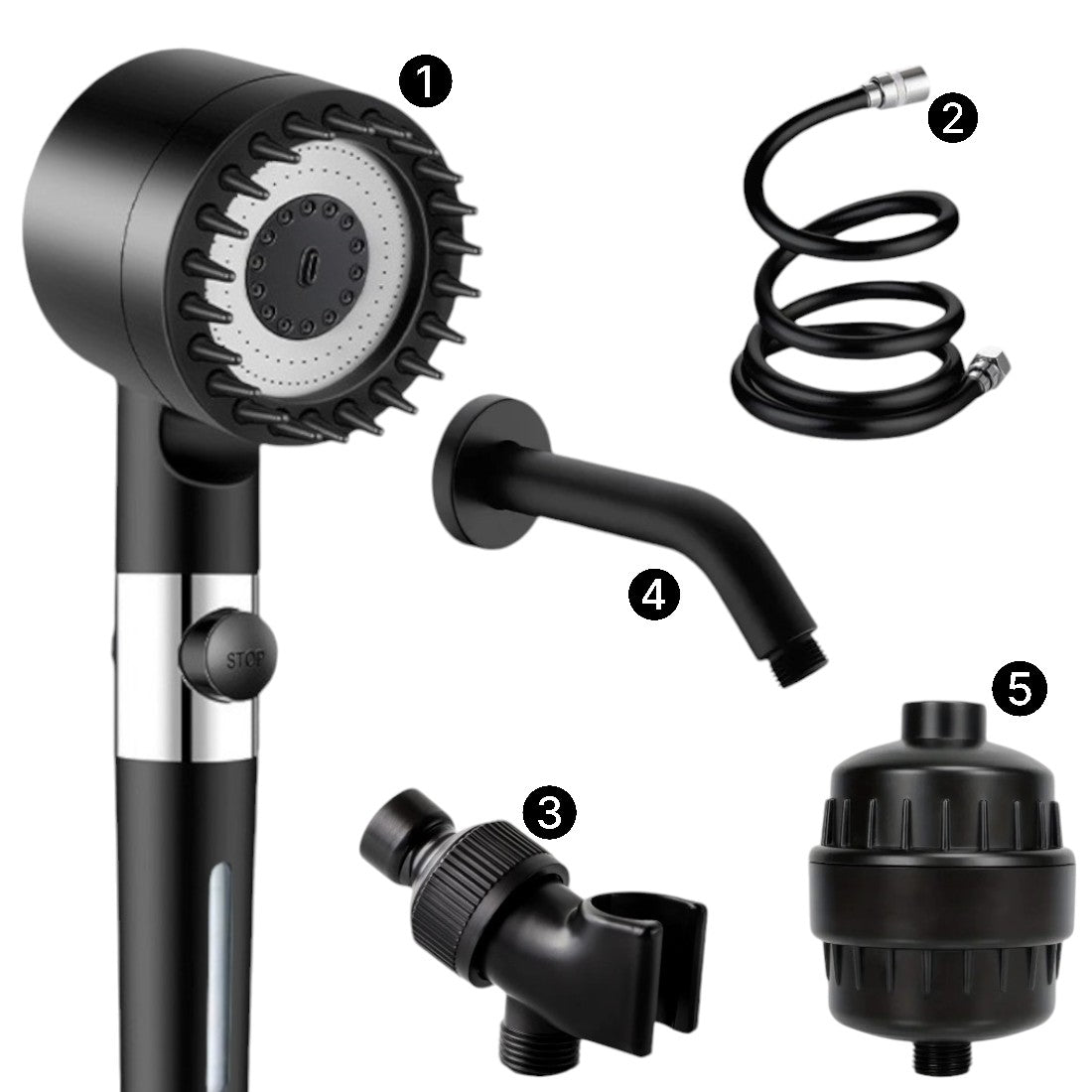 Cabeça de chuveiro filtrado de massagem minetalstream